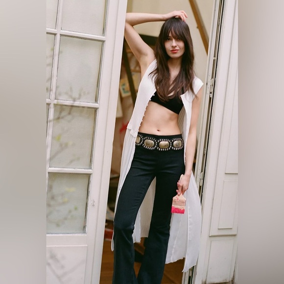 Free People Twice As Nice Maxi Tunic Top White Buttondown Sleeveless M NWOT - Picture 1 of 14